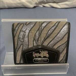 Coach Zebra Pattern Wallet in Black and Silver